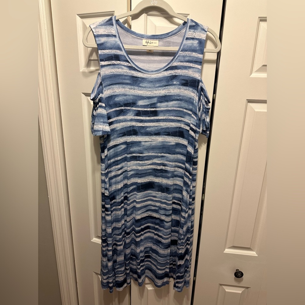 Style & Co: Maxi Sundress, Size 1x, Open shoulder, short sleeve